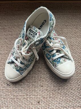 Converse Embroidered Canvas Low Top Sneakers CTAS OX - White/Blue/Green Floral
